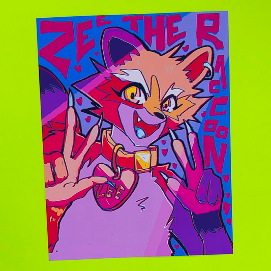 ZEE THE RACCOON VHS STYLE 8.5x11 PRINT