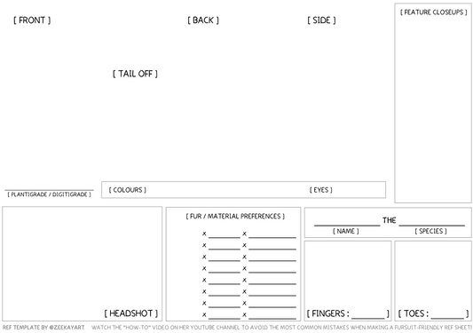 fursuit fursona reference ref sheet base template free download