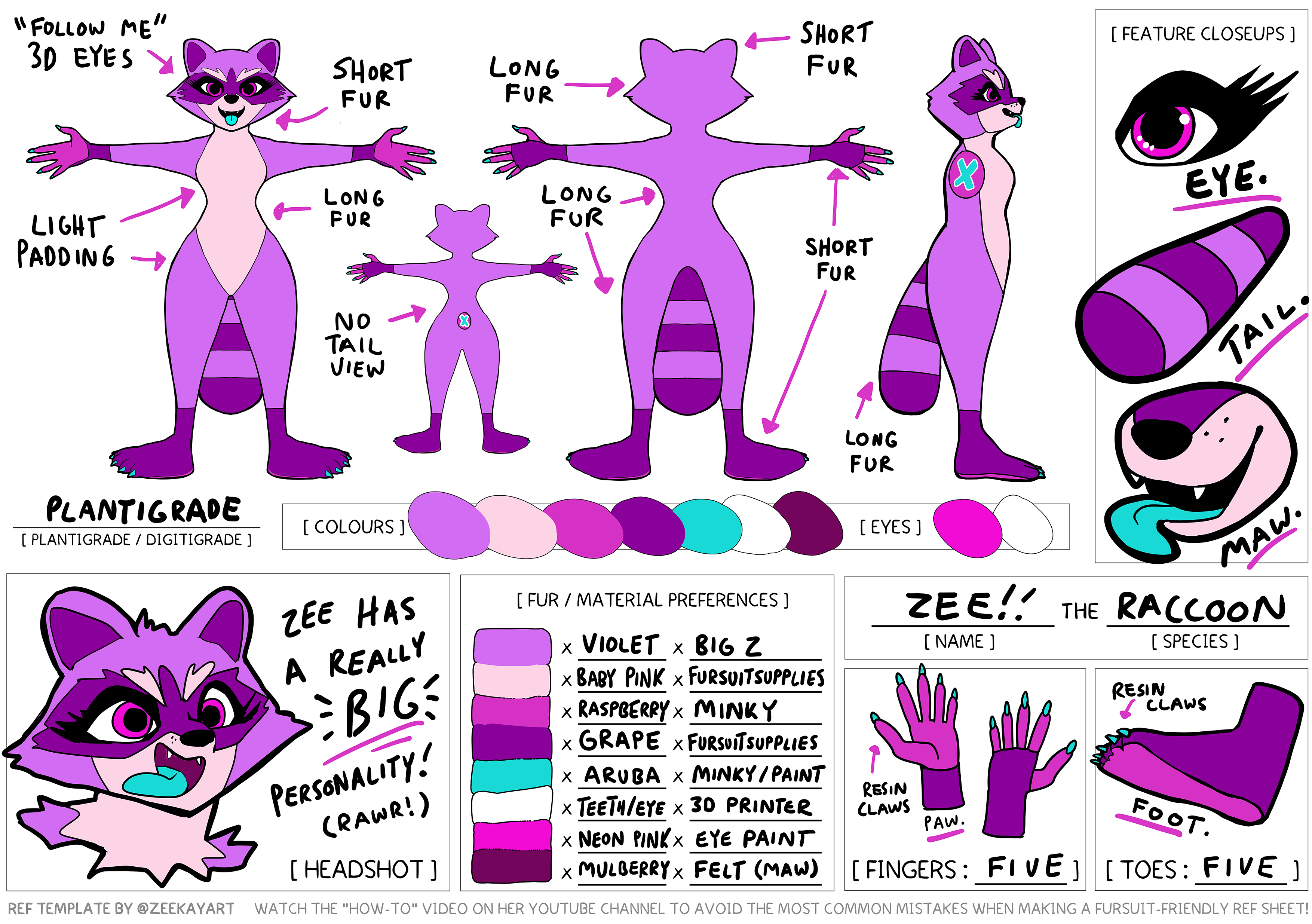 fursuit fursona reference ref sheet base template free download ...