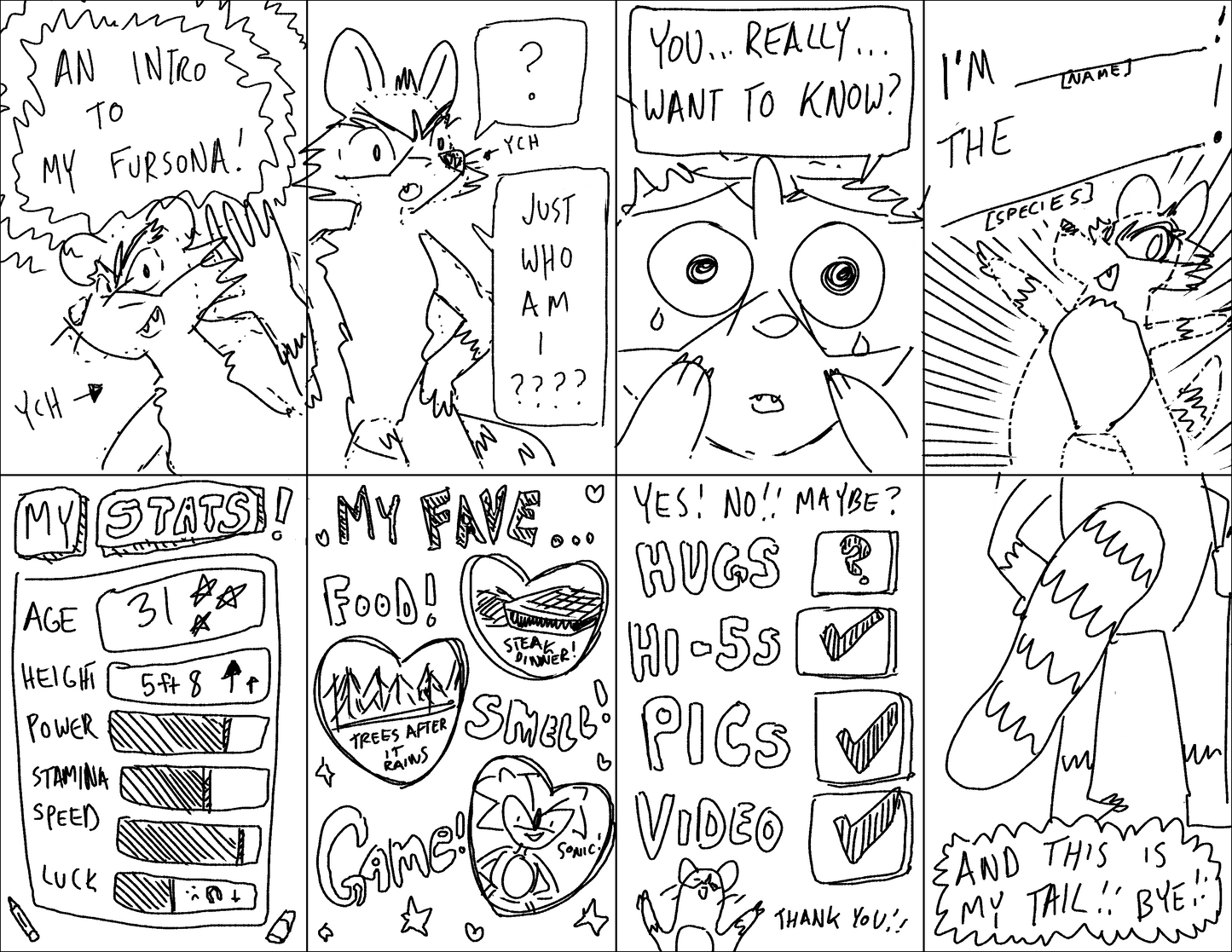 an intro to my fursona zine template - image download